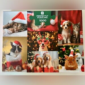 Christmas Pets Puzzle & Poster set NEW in Box, 1000pc dog, cat, bunny puzzle